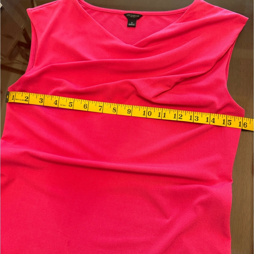 Ann Taylor Hot Pink Sleeveless Draped Neck Shell - Picture 4 of 7